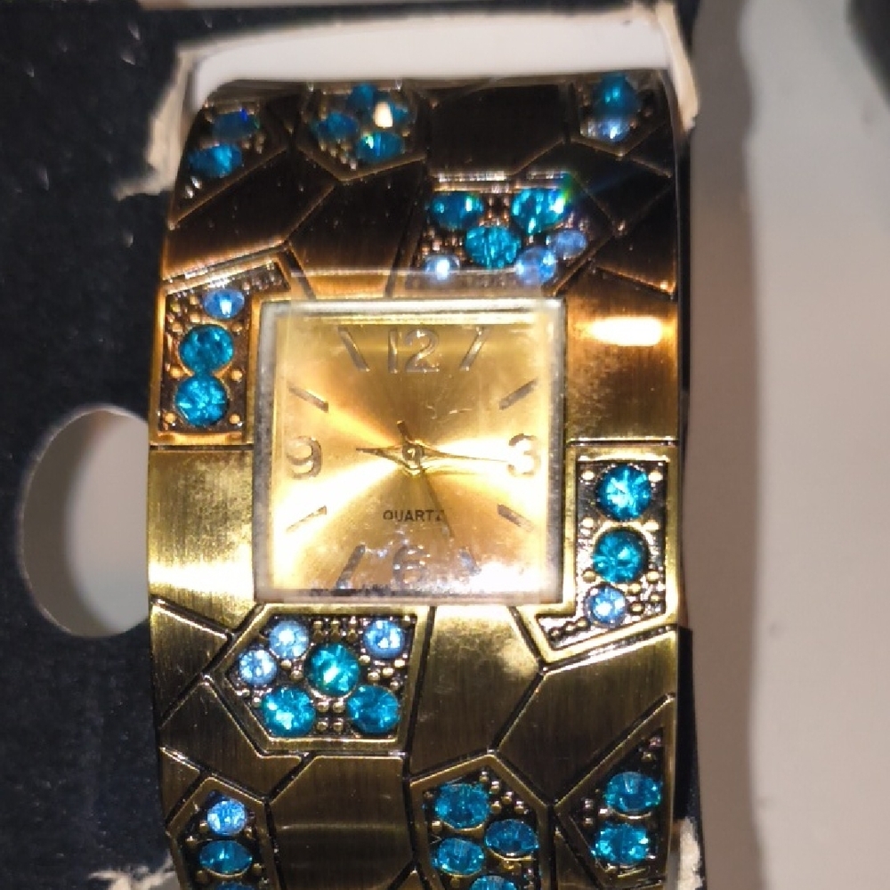 Gold and Blue Gemstone Watch